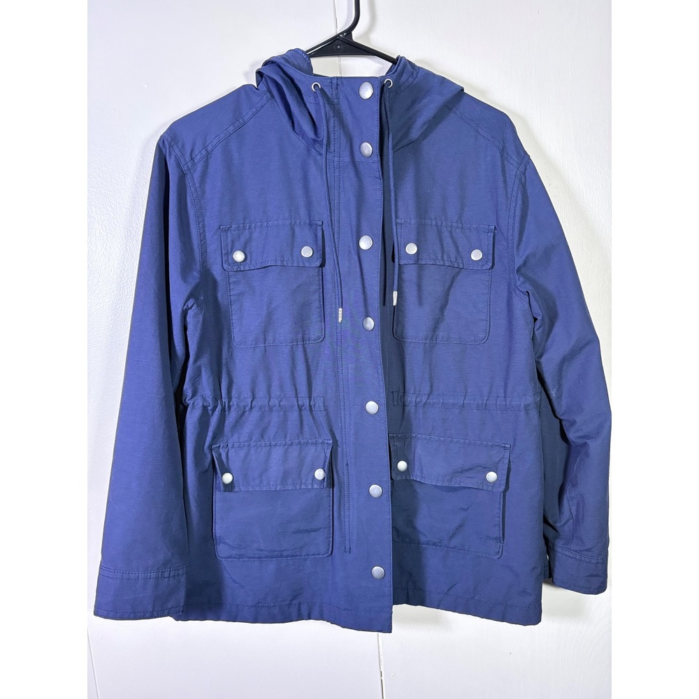 Old Navy XS Navy Blue Hooded Full Zip Mesh Lined Jacket Utility Cargo Gorpcore